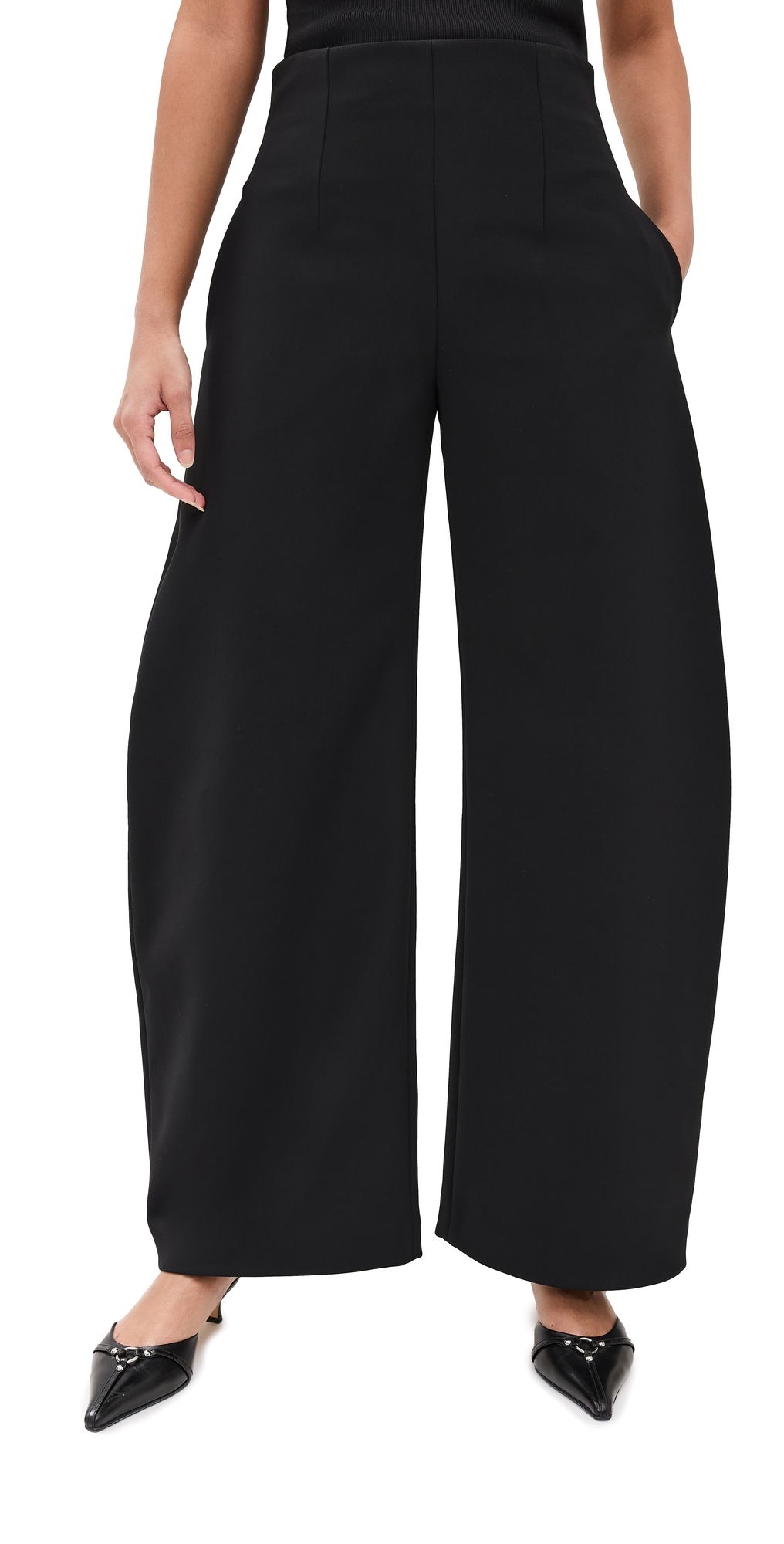 A. W.A. K.E. MODE Rounded Tailored Trousers Black 38