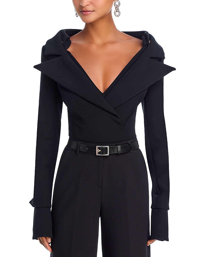 A. w.a. k.e. Mode Wide Lapel Bodysuit