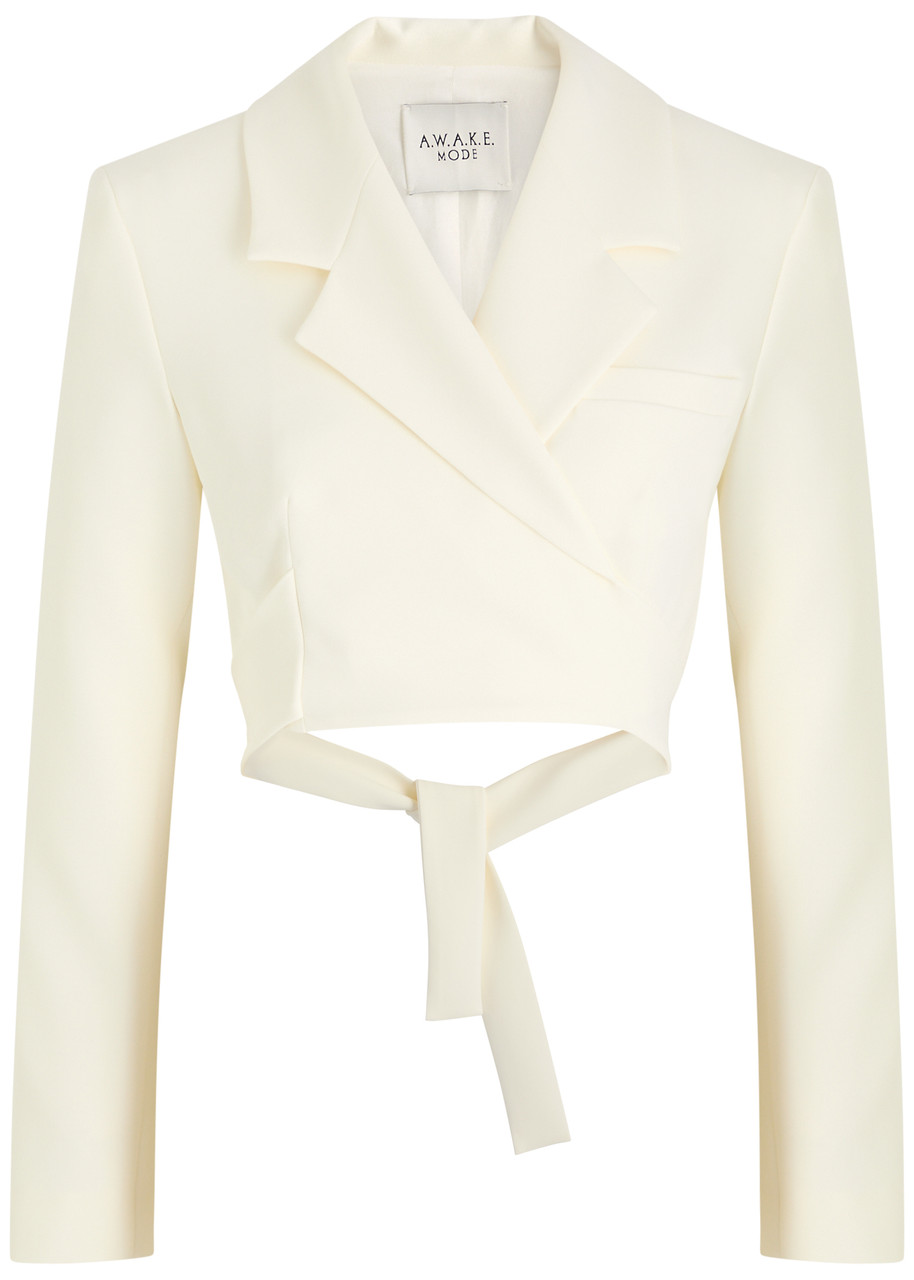 A.W.A.K.E Mode Cropped Wrap-around Blazer - Ivory - 38 (UK8 / S)