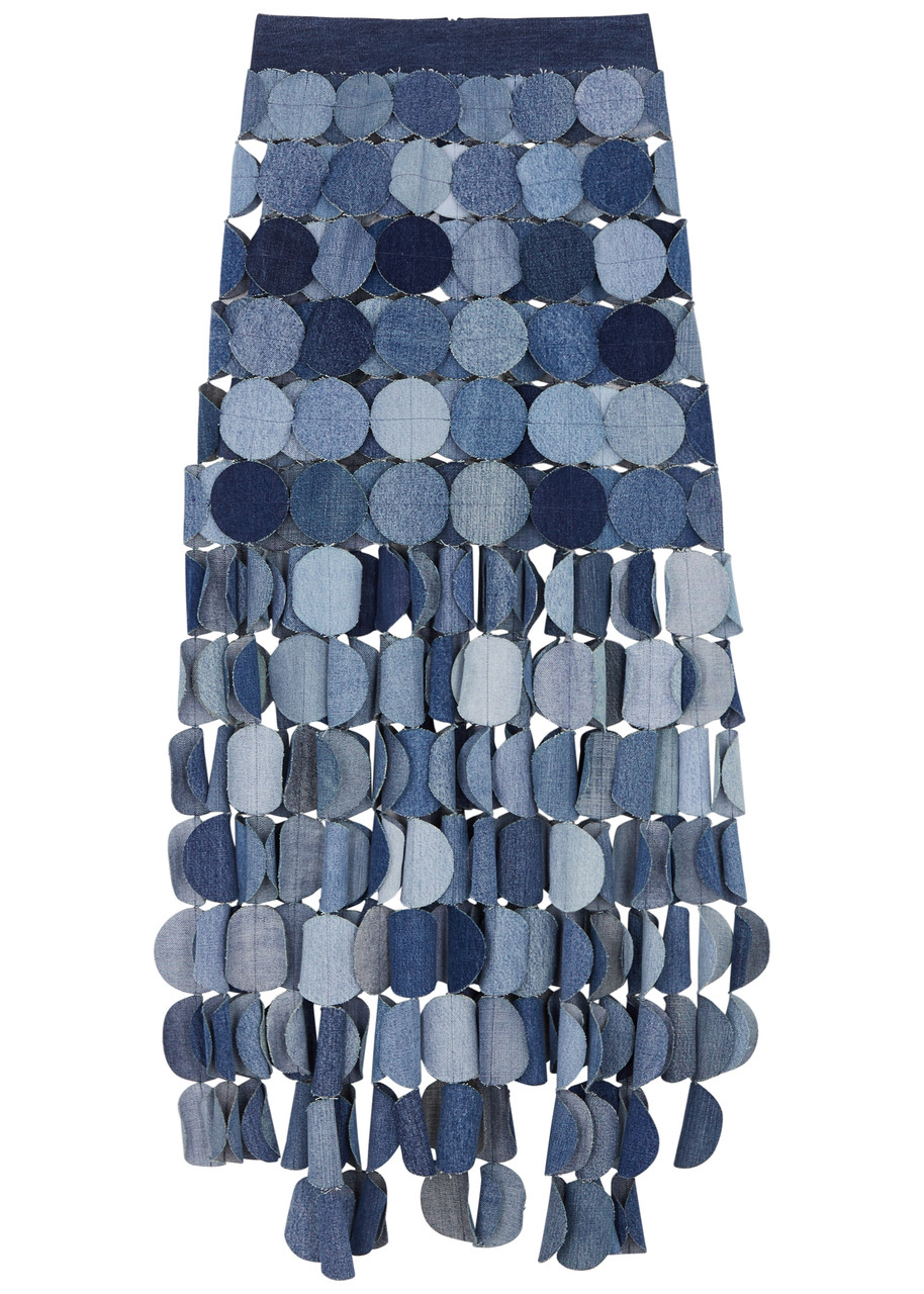 A.W.A.K.E Mode Laser-cut Denim Maxi Skirt - Blue - 36 (UK8 / S)