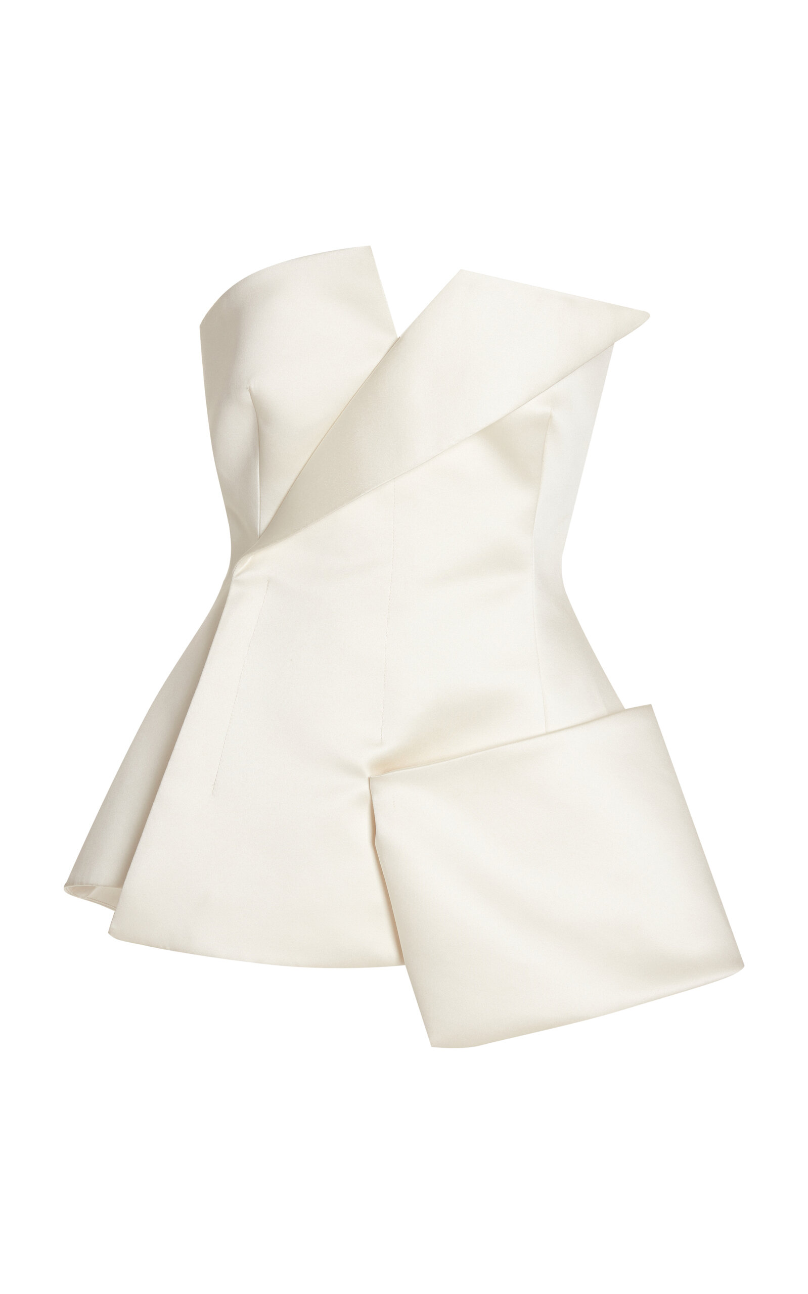 A.W.A.K.E. MODE - Asymmetric Satin Corset Top - Ivory - FR 40 - Moda Operandi