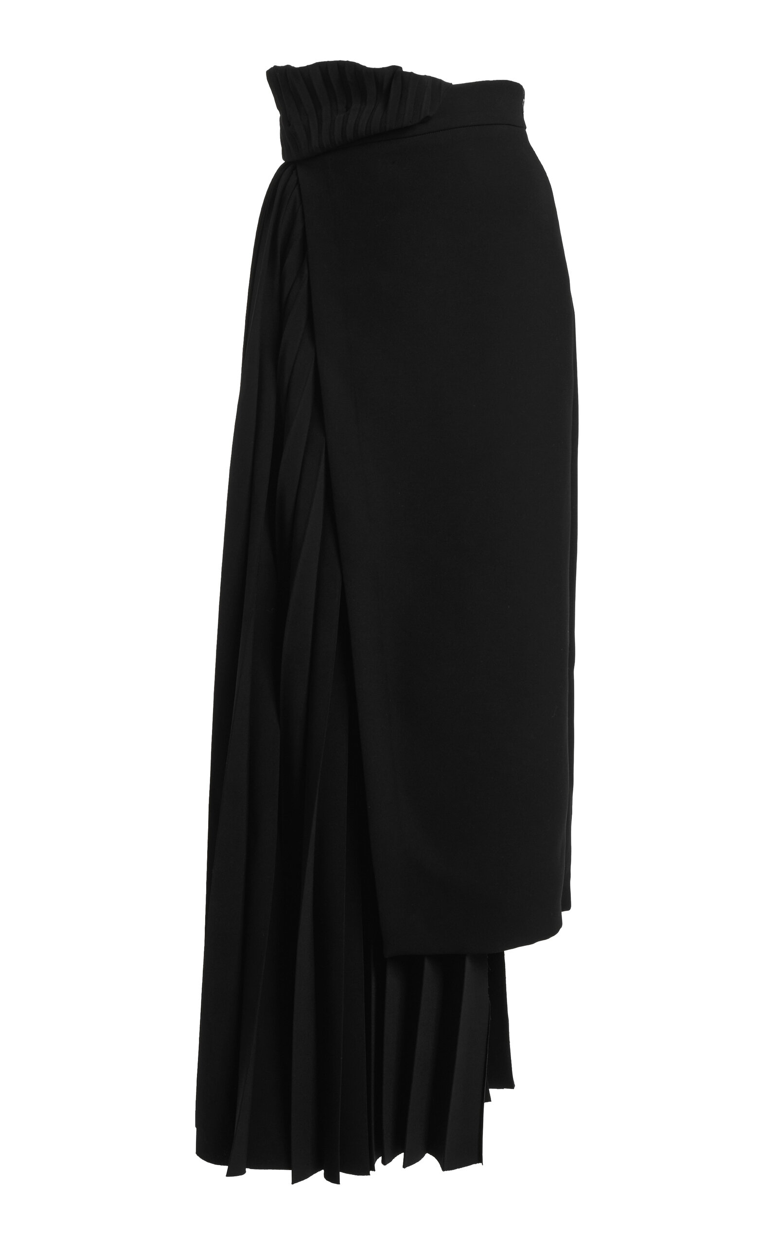 A.W.A.K.E. MODE - Asymmetrical Pleated Midi Skirt - Black - FR 36 - Moda Operandi