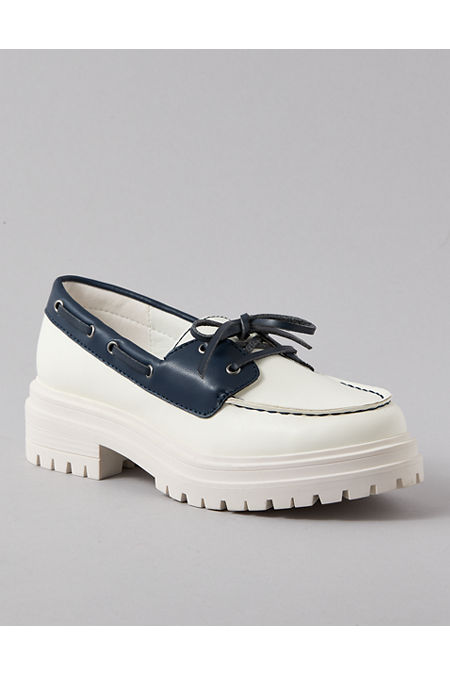 AE Chunky Lug Sole Boat Shoe Women's White 5