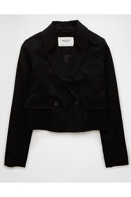 AE Cropped Blazer Women's Black XXS