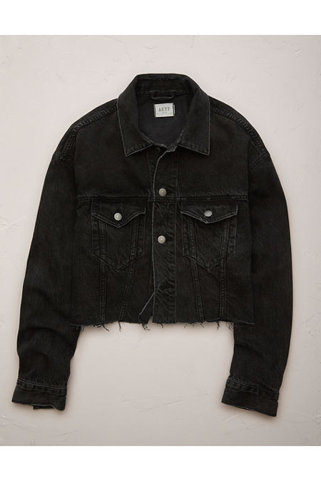 AE77 Premium Cropped Denim Jacket NULL Black Wash XS