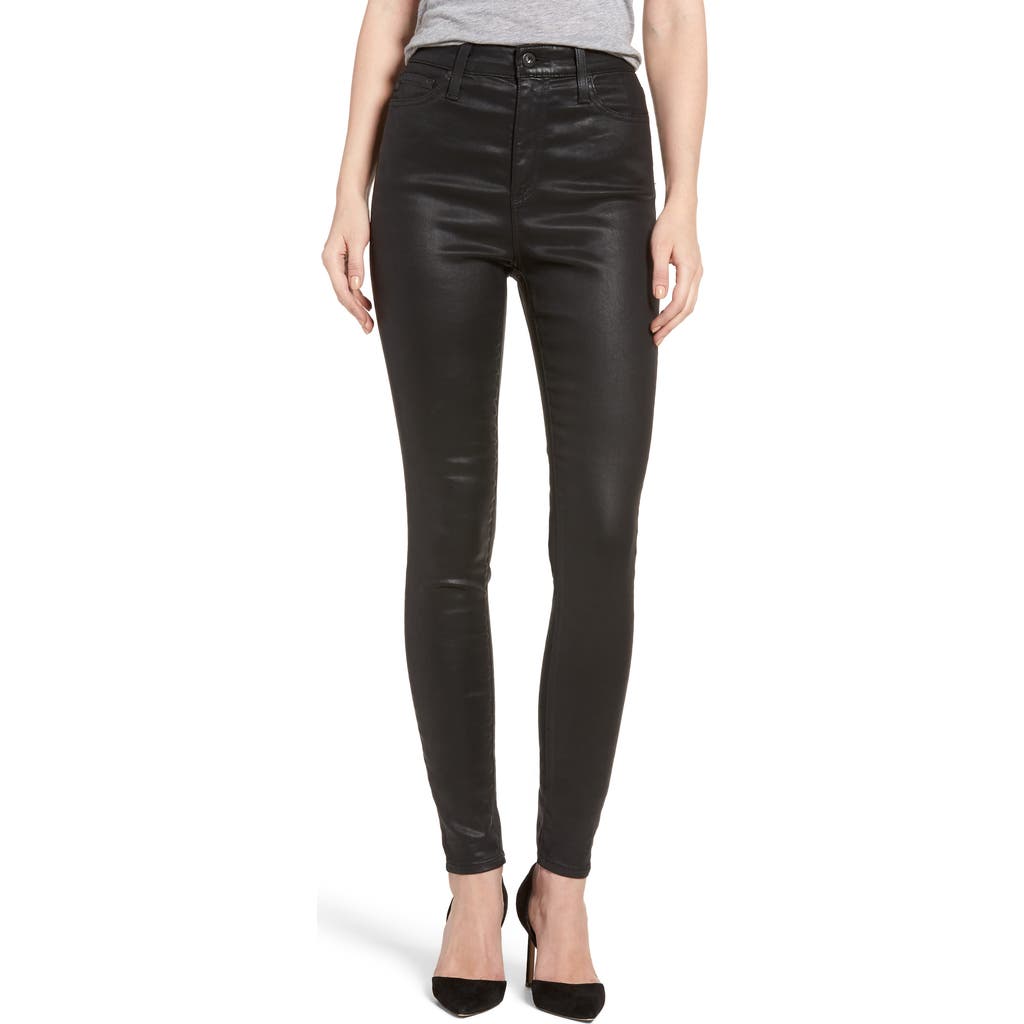 AG The Mila Super High Waist Skinny Faux Leather Pants in Leatherette Super Black at Nordstrom Rack, Size 27