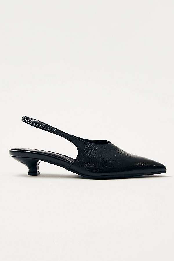 ALOHAS Eros Leather Slingback Kitten Heel in Black, Women's at Urban Outfitters