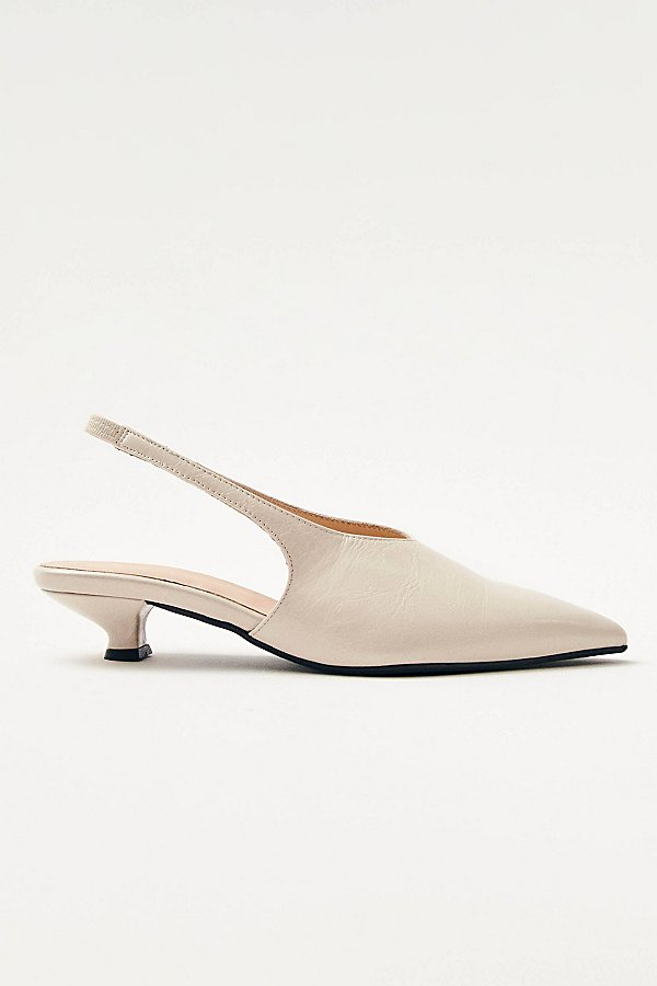 ALOHAS Eros Leather Slingback Kitten Heel in Cream, Women's at Urban Outfitters