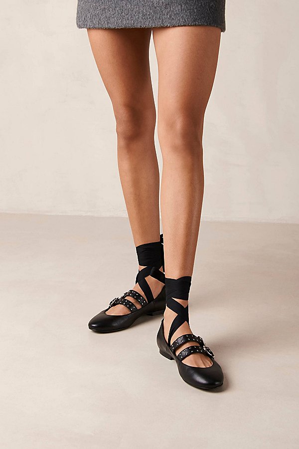 ALOHAS Thekla Leather Buckle Ballet Flat in Black, Women's at Urban Outfitters