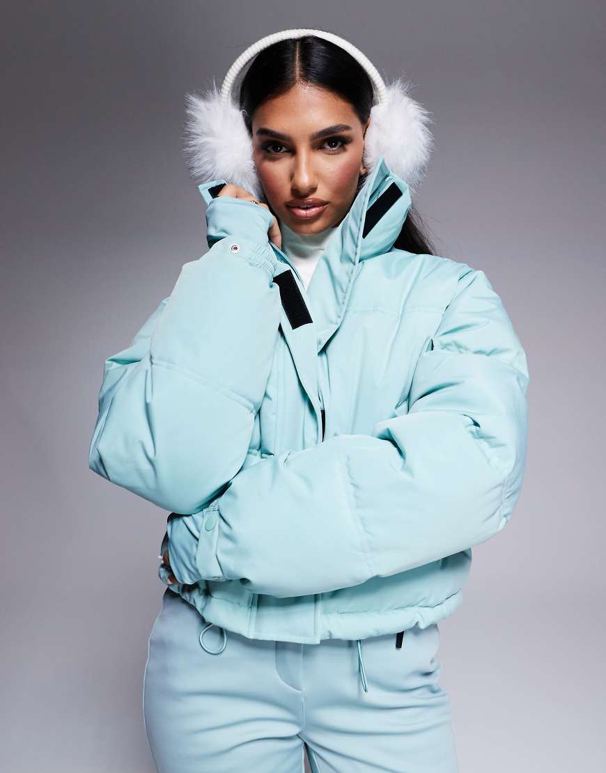 ASOS 4505 Ski boxy fit puffer ski jacket in turquoise-Blue