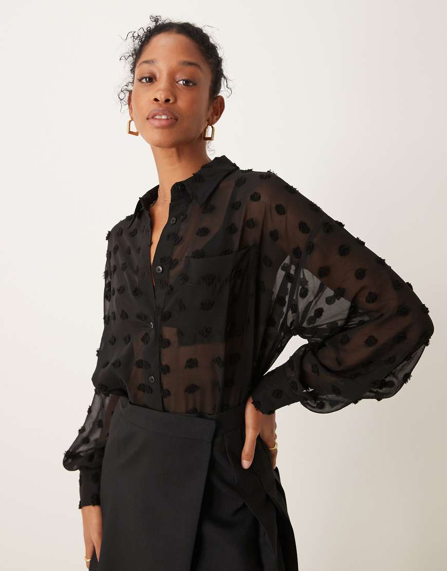 ASOS DESIGN oversized shirt in black texture