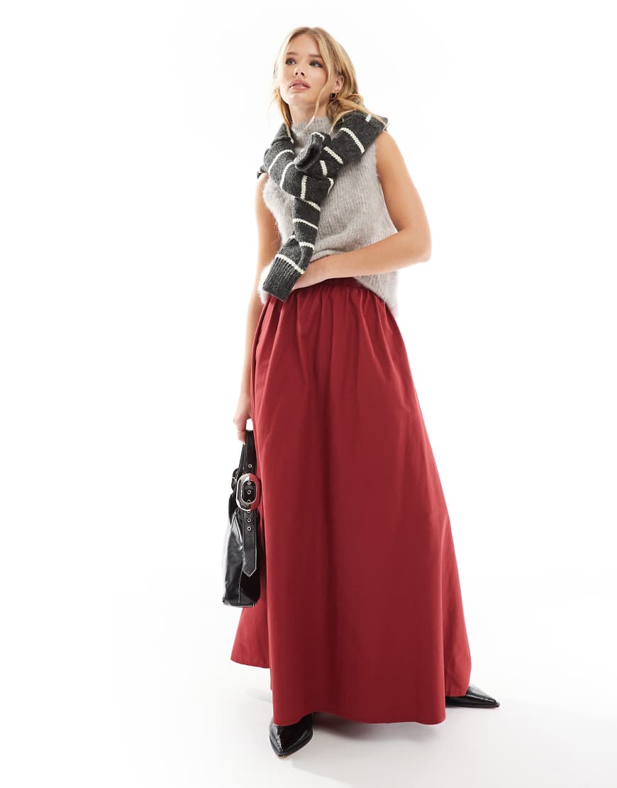 ASOS DESIGN soft touch circle maxi skirt in red