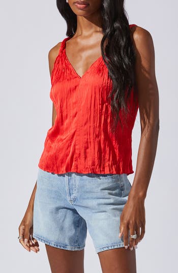 ASTR the Label Plissé Camisole in Red at Nordstrom Rack, Size X-Small