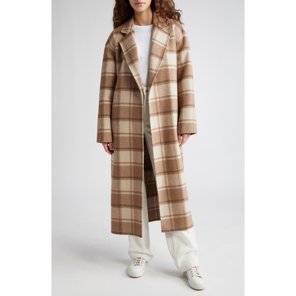 ATM Anthony Thomas Melillo Plaid Wrap Coat in Natural Beige Multi at Nordstrom Rack, Size X-Small