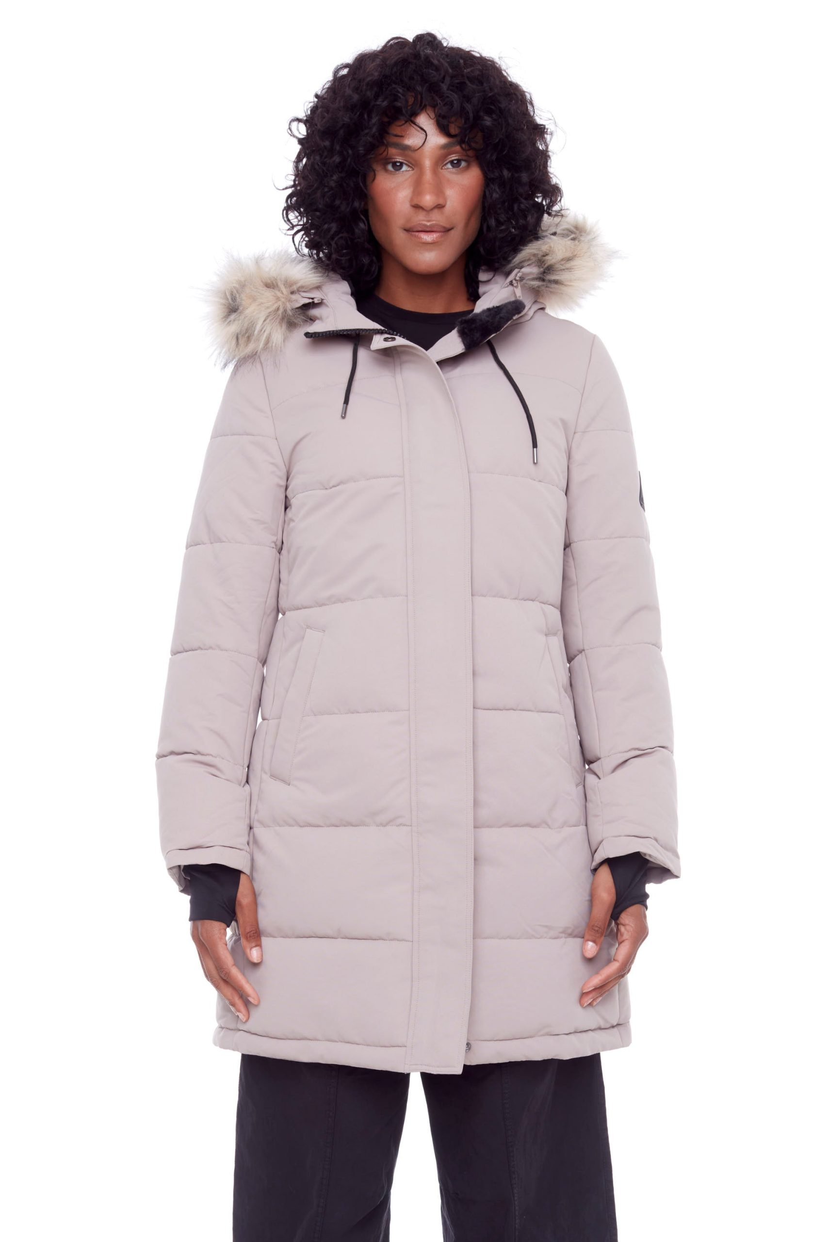 AULAVIK WOMEN'S VEGAN DOWN (RECYCLED) MID-LENGTH HOODED PARKA COAT