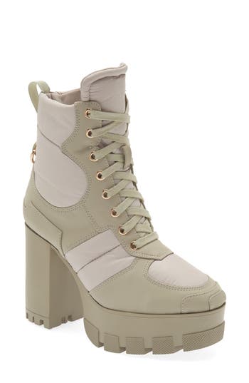 AZALEA WANG Marsala Lace-Up Platform Combat Boot in Green at Nordstrom Rack, Size 6.5