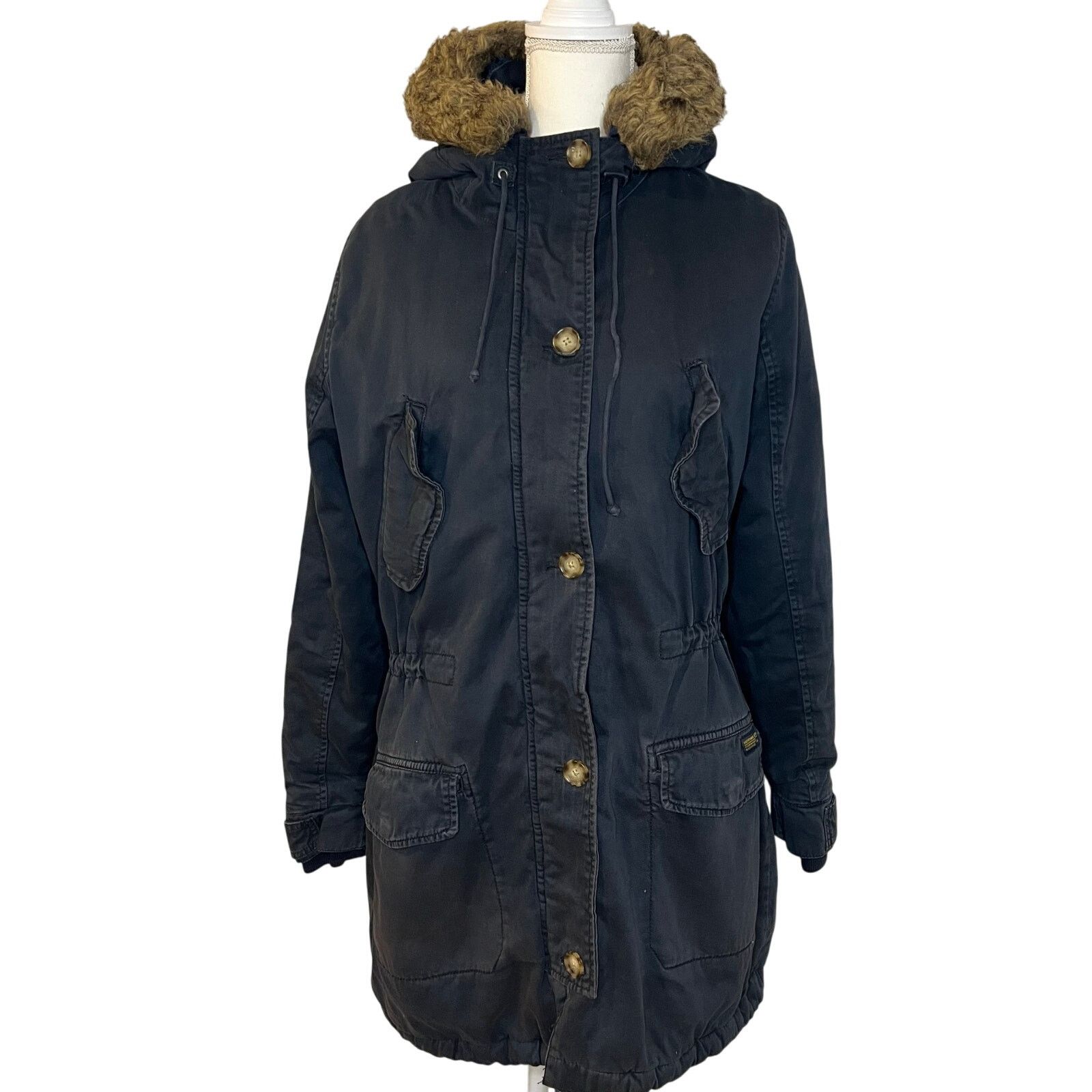 Abercrombie Fitch Abercrombie & Fitch Sherpa Parka Jacket Coat Puffer Size L in Blue, Women's