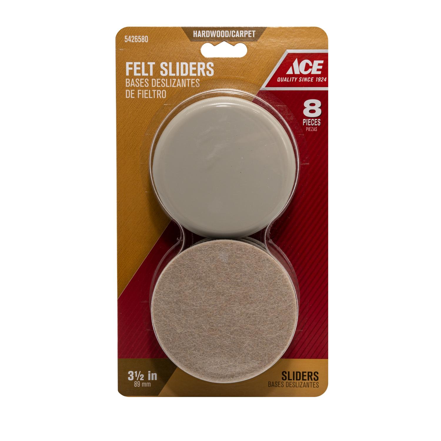 Ace Beige 3-1/2 in. Push-On Plastic Sliders 8 pk