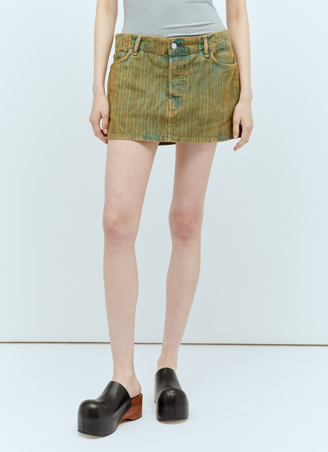 Acne Studios Denim Cord Mini Skirt - Woman Skirts Yellow Fr - 36