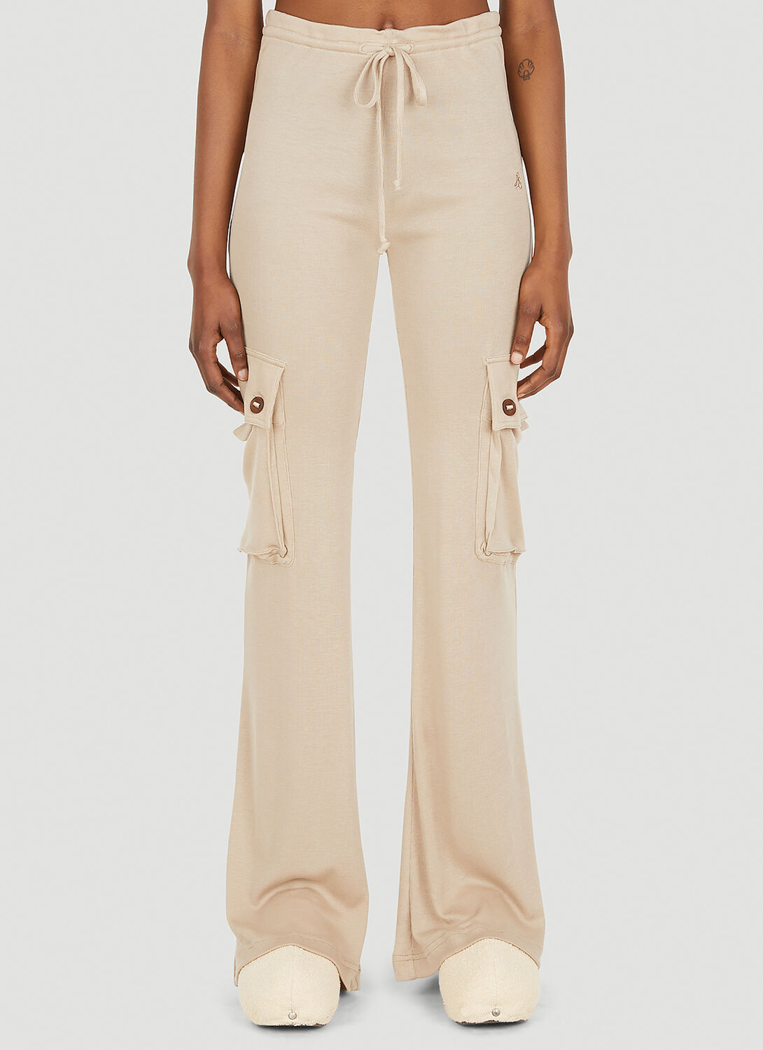 Acne Studios Flared Track Pants - Woman Track Pants Beige S