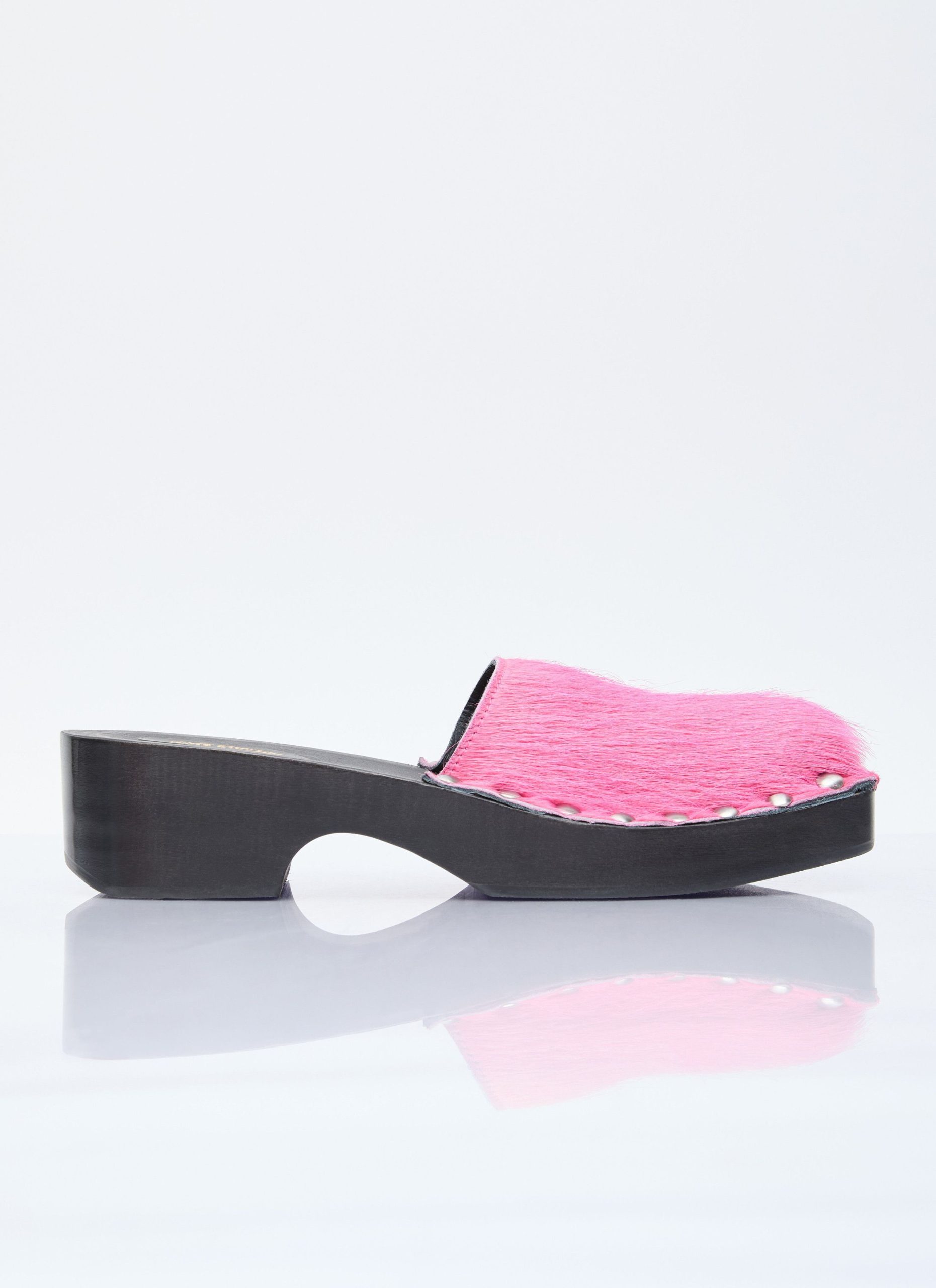 Acne Studios Hairy Wood Clogs Shoes in Pink, Women's (Size 11)