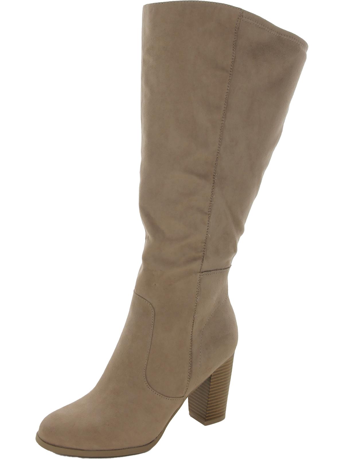 Addyy Womens Faux Suede Wide Calf Knee-High Boots