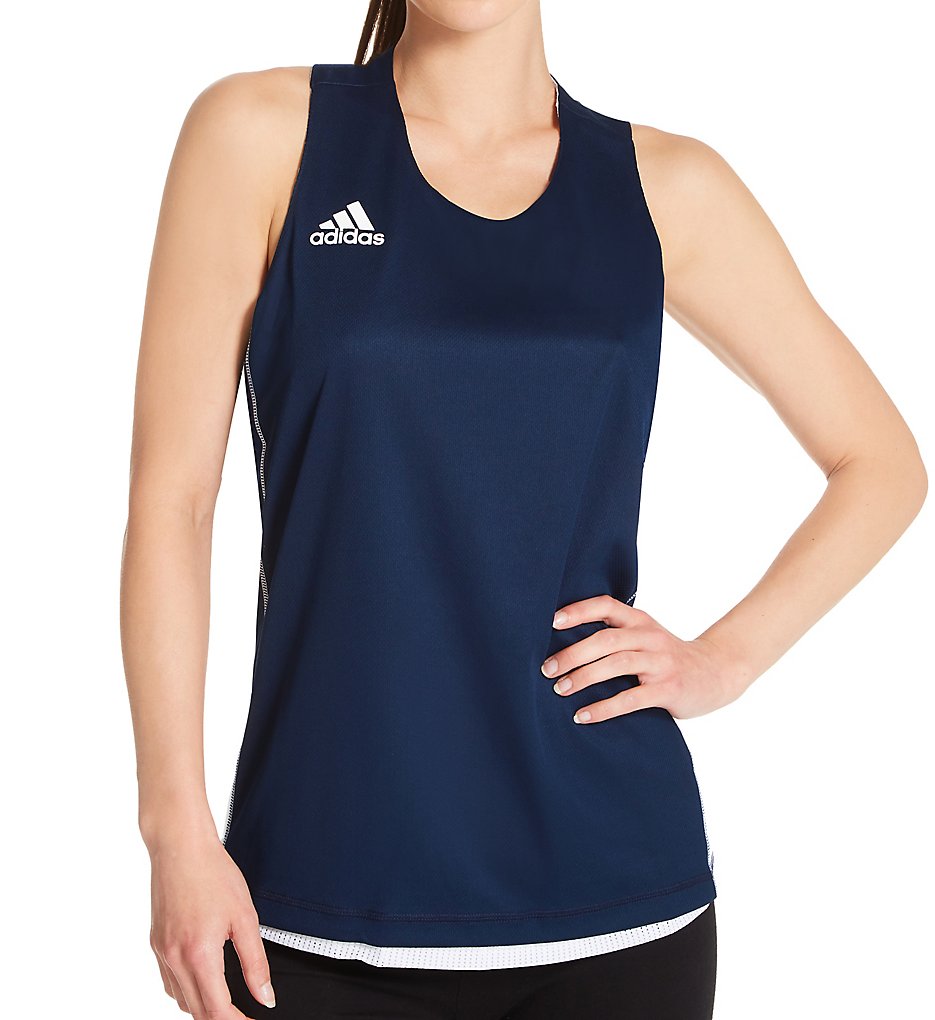 Adidas Women's Mesh Pinnie Reversible Sports Tank Top in Collegiate Navy | Size XS | HerRoom.com