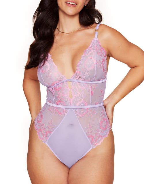 Adore Me Calissa Lace Bodysuit Lingerie in Medium Purple at Nordstrom, Size 1X