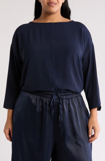 Adrianna Papell Long Sleeve Tunic Top in Blue Moon at Nordstrom Rack, Size 1X