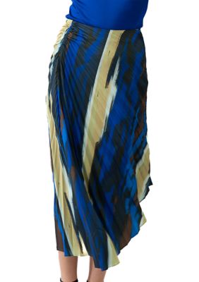 Adrienne Landau Onyx Women's Asymmetrical Pleated Skirt, Small