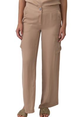 Adrienne Landau Onyx Women's Satin Cargo Pants, 12