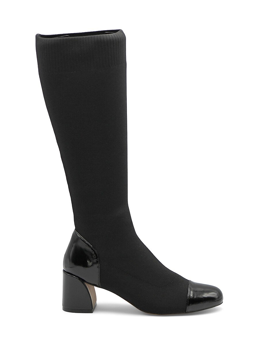 Adrienne Vittadini Women's Capri Block Heel Sock Knee Boots - Black - Size 6.5