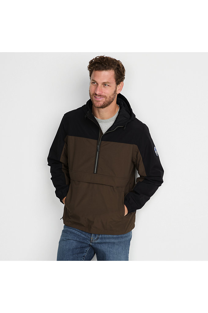 Adult Squall Waterproof Anorak Pullover - Lands' End - Black - XS