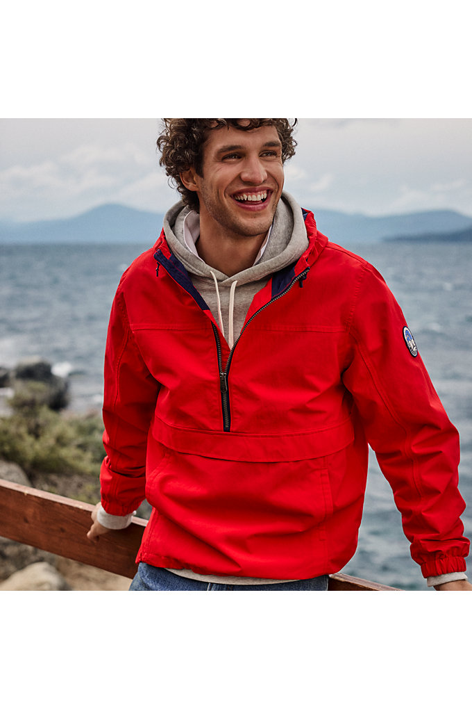 Adult Squall Waterproof Anorak Pullover - Lands' End - Red - XS