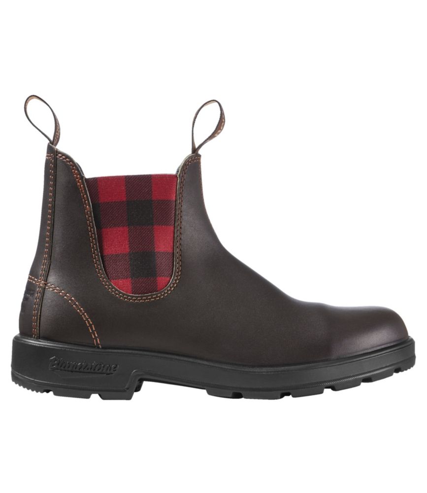 Adults' Blundstone x L.L.Bean Chelsea Boots Stout Brown/Red Buffalo Check 3(D), Leather/Plastic