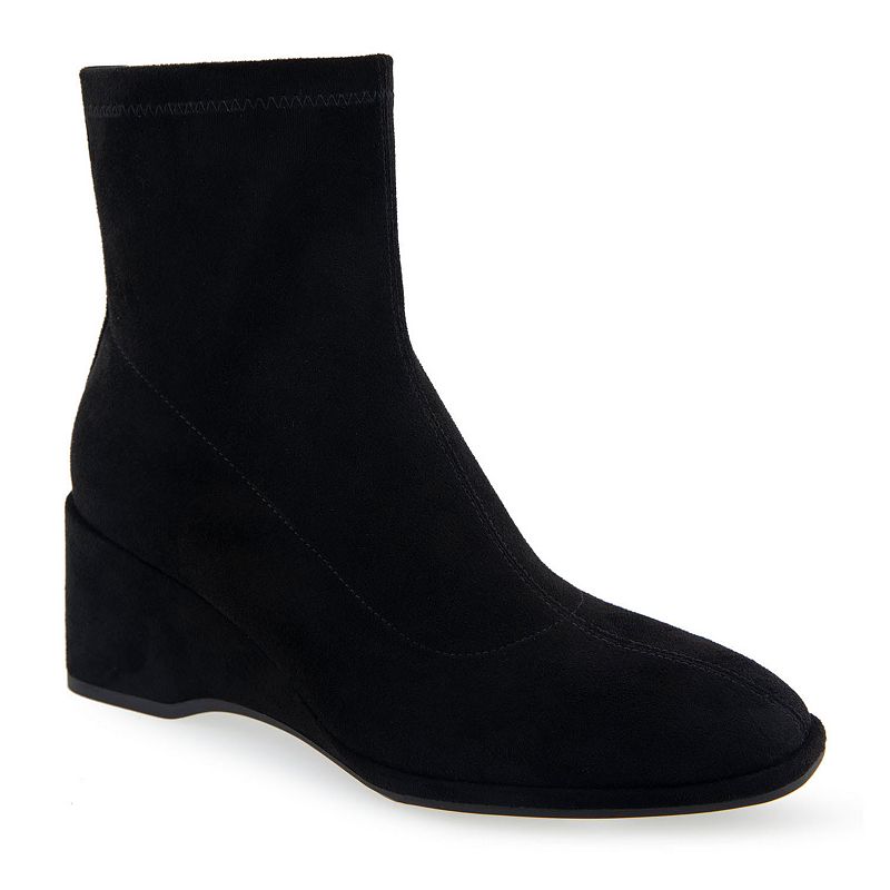 Aerosoles Anouk Women's Wedge Ankle Boots, Size: 11 Wide, Black Faux Suede