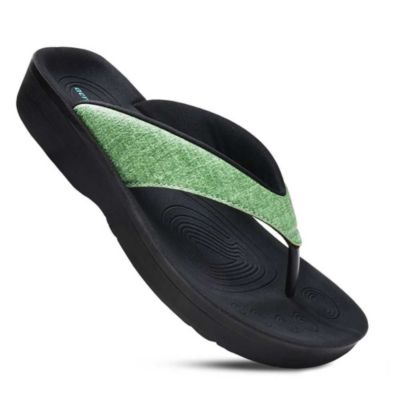 Aerothotic Mellow Vibe Women's Orthotic Comfortable Flip-Flops Sandal, Green, 11M