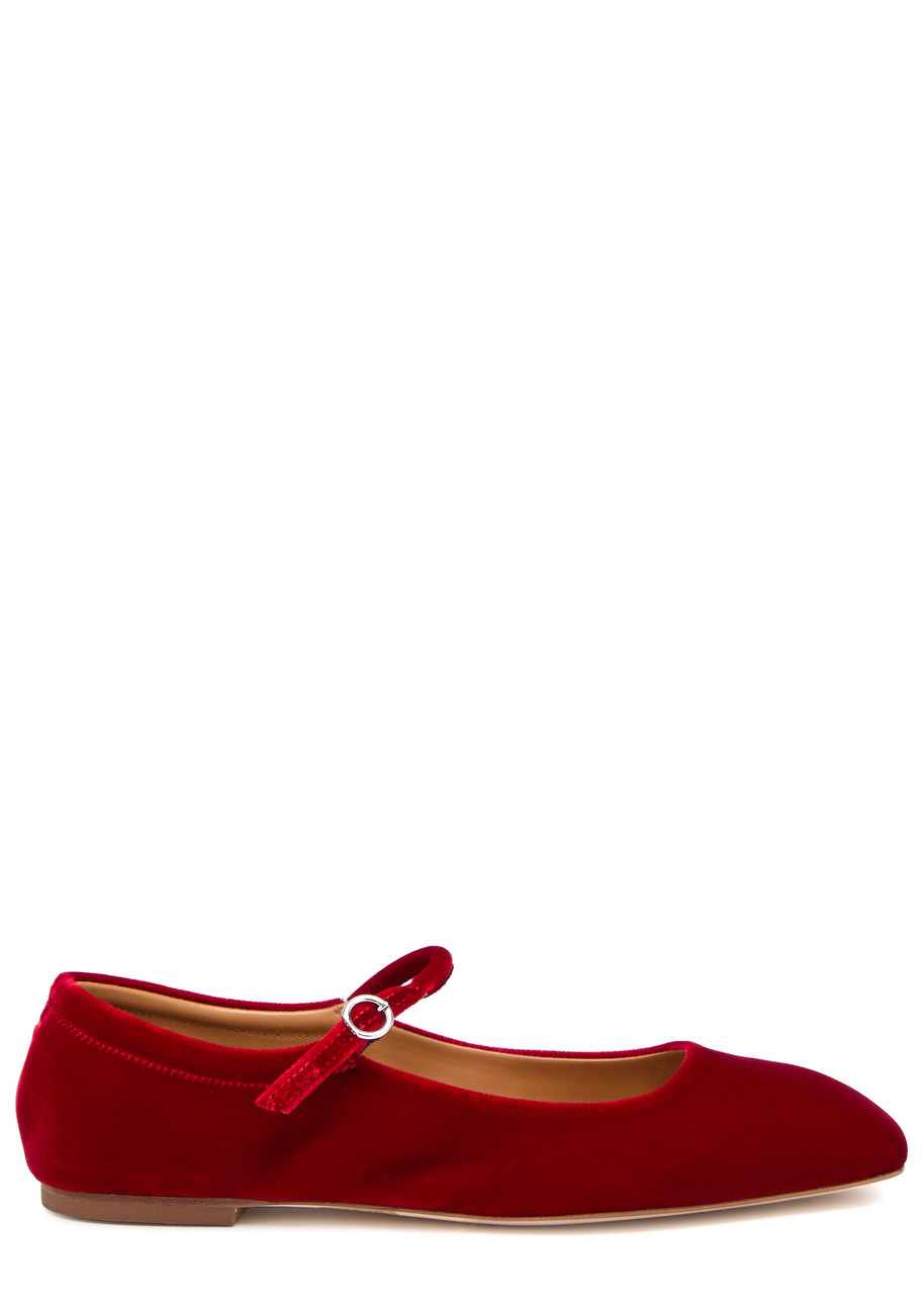 Aeyde Uma Velvet Ballet Flats - Red - 37 (IT37/ UK4)