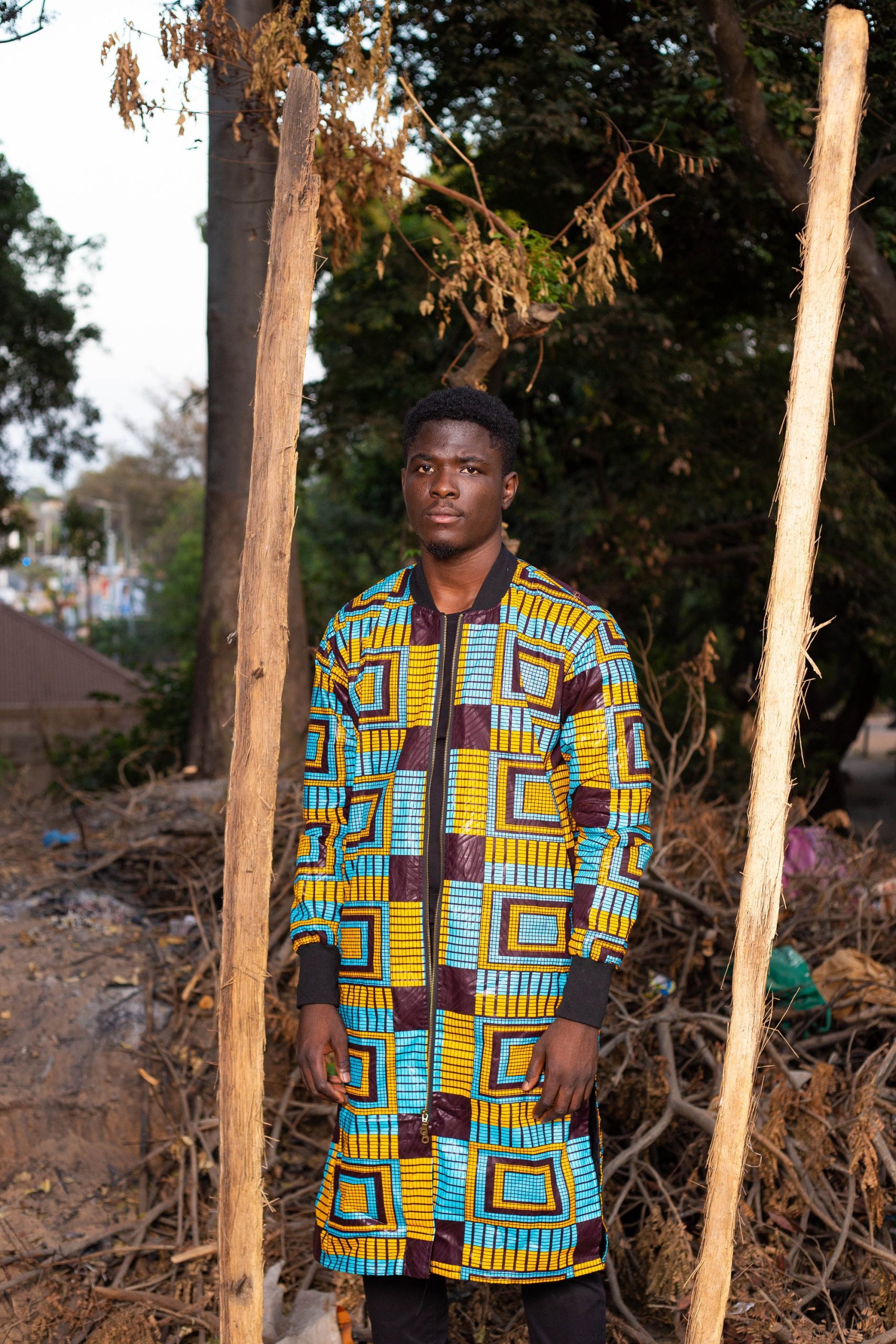 African Winter Coat, Colorful Coats in Electric Blue Kente/Military Coat Made Africa