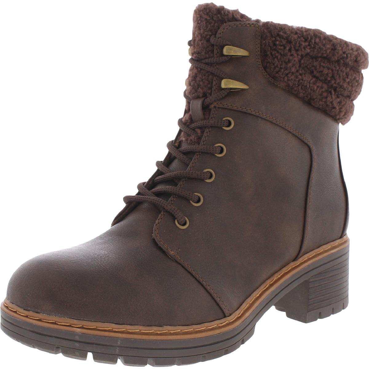 Akira Womens Faux Leather Combat & Lace-up Boots