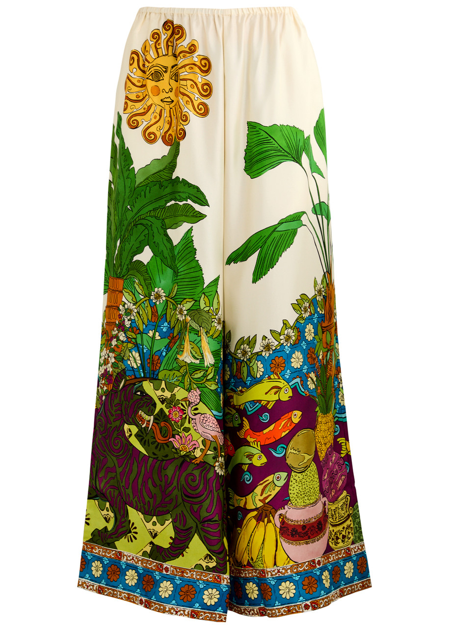 Alemais Tiger Printed Wide-leg Silk Trousers - Multicoloured - 10 (UK10 / S)