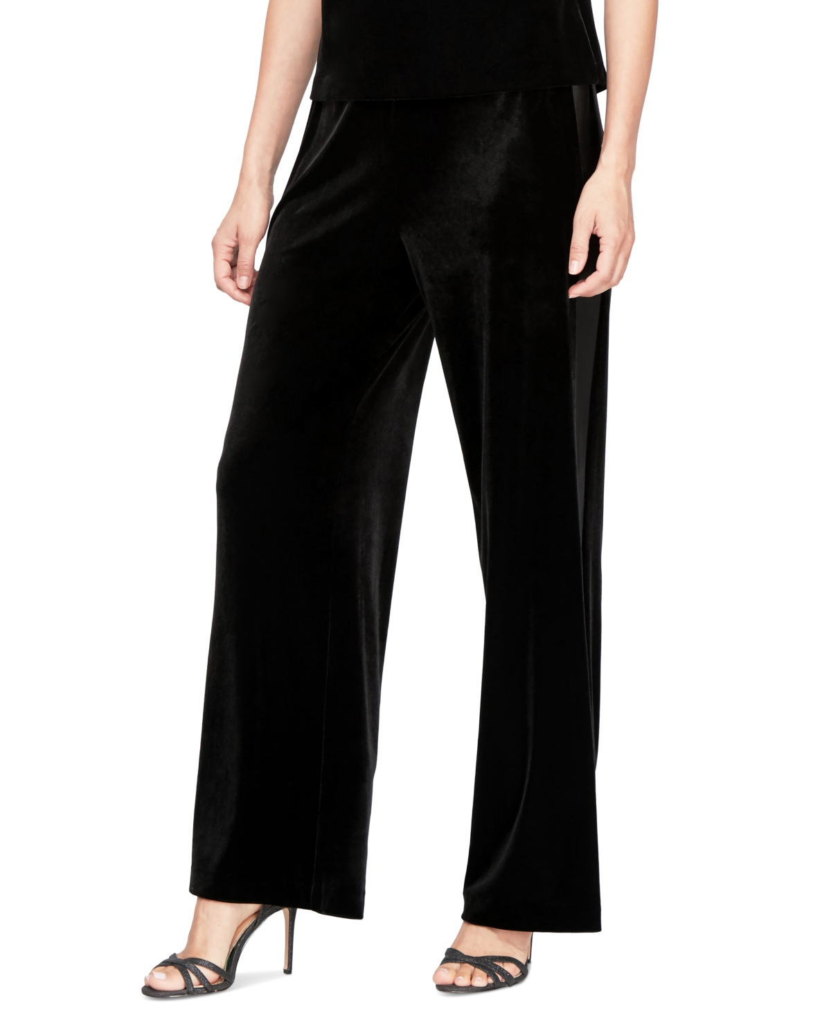 Alex Evenings Women's Velvet Straight-Leg Pull-On Pants - Black