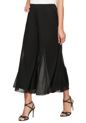 Alex Evenings Women's Wide Leg Cropped Pants, Black, Small