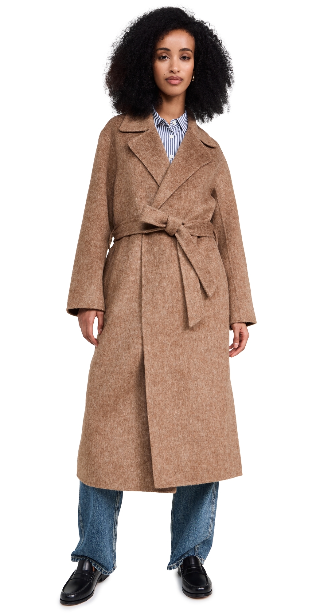 Alex Mill Georgia Wrap Coat In Wool Alpaca Camel XL