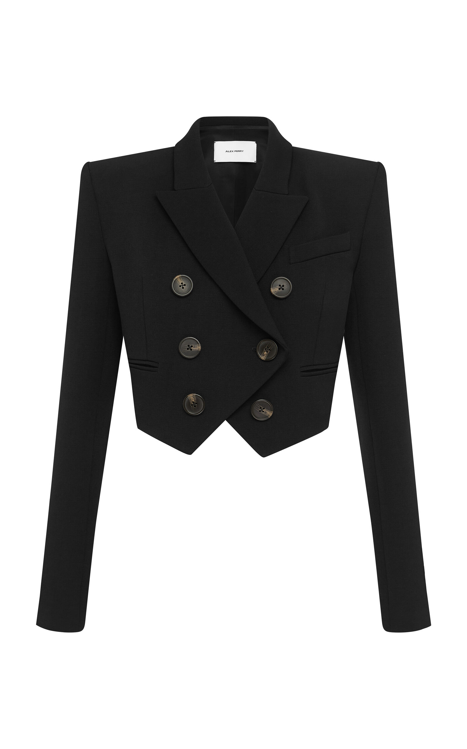 Alex Perry - Cropped Tuxedo Wool-Blend Blazer - Black - UK 10 - Only At Moda Operandi