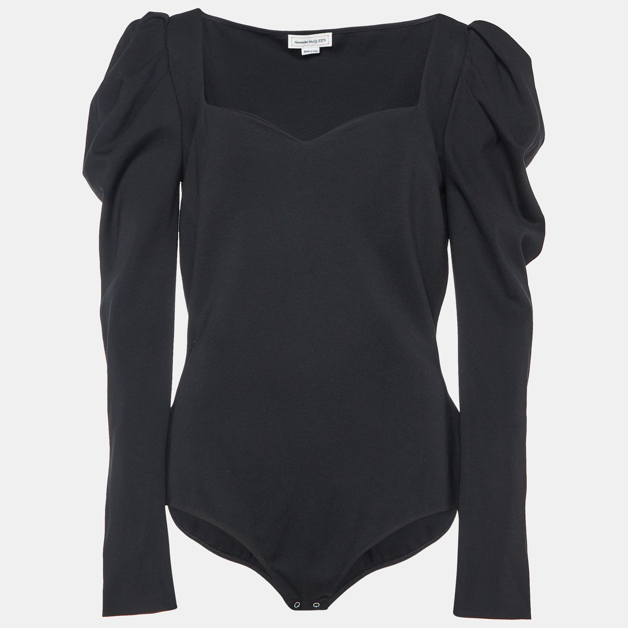 Alexander McQueen Black Jersey Full Sleeves Bodysuit L