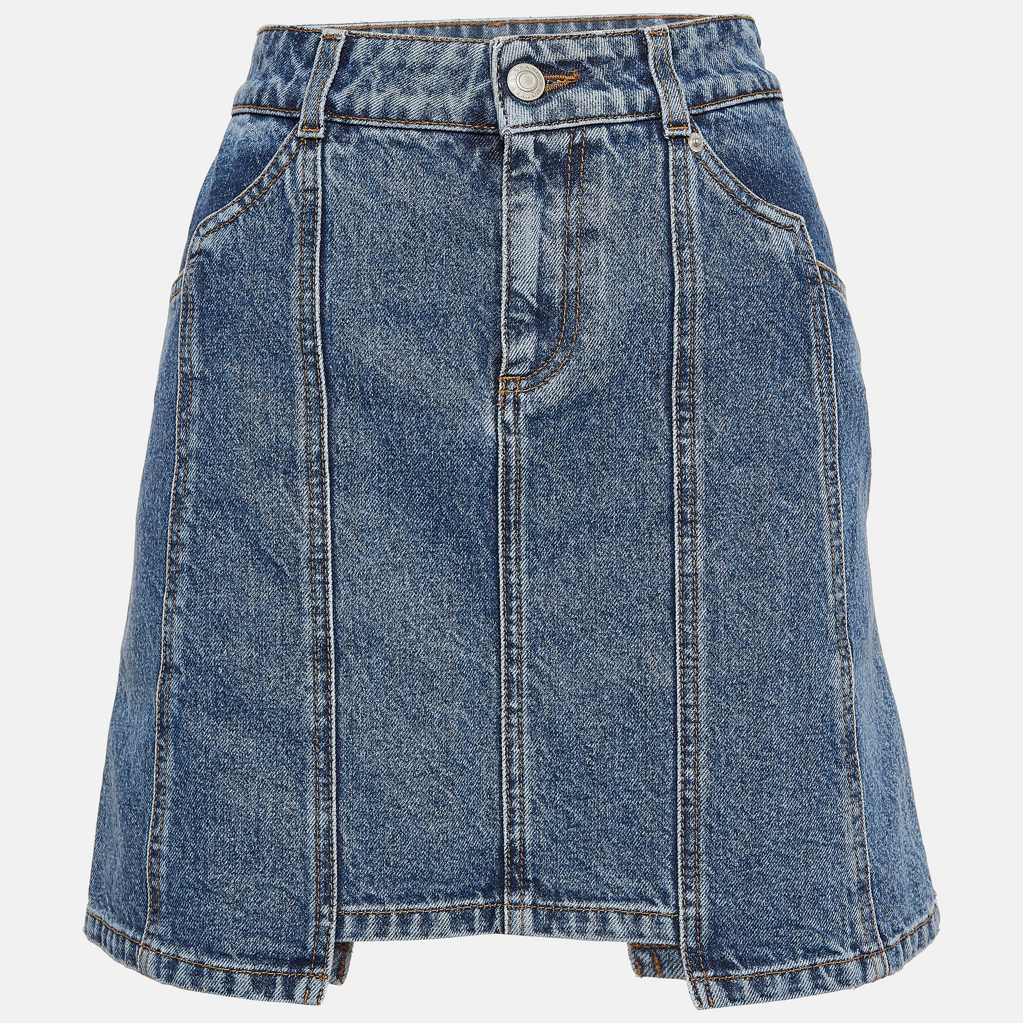 Alexander McQueen Blue Embroidered Denim Mini Skirt S