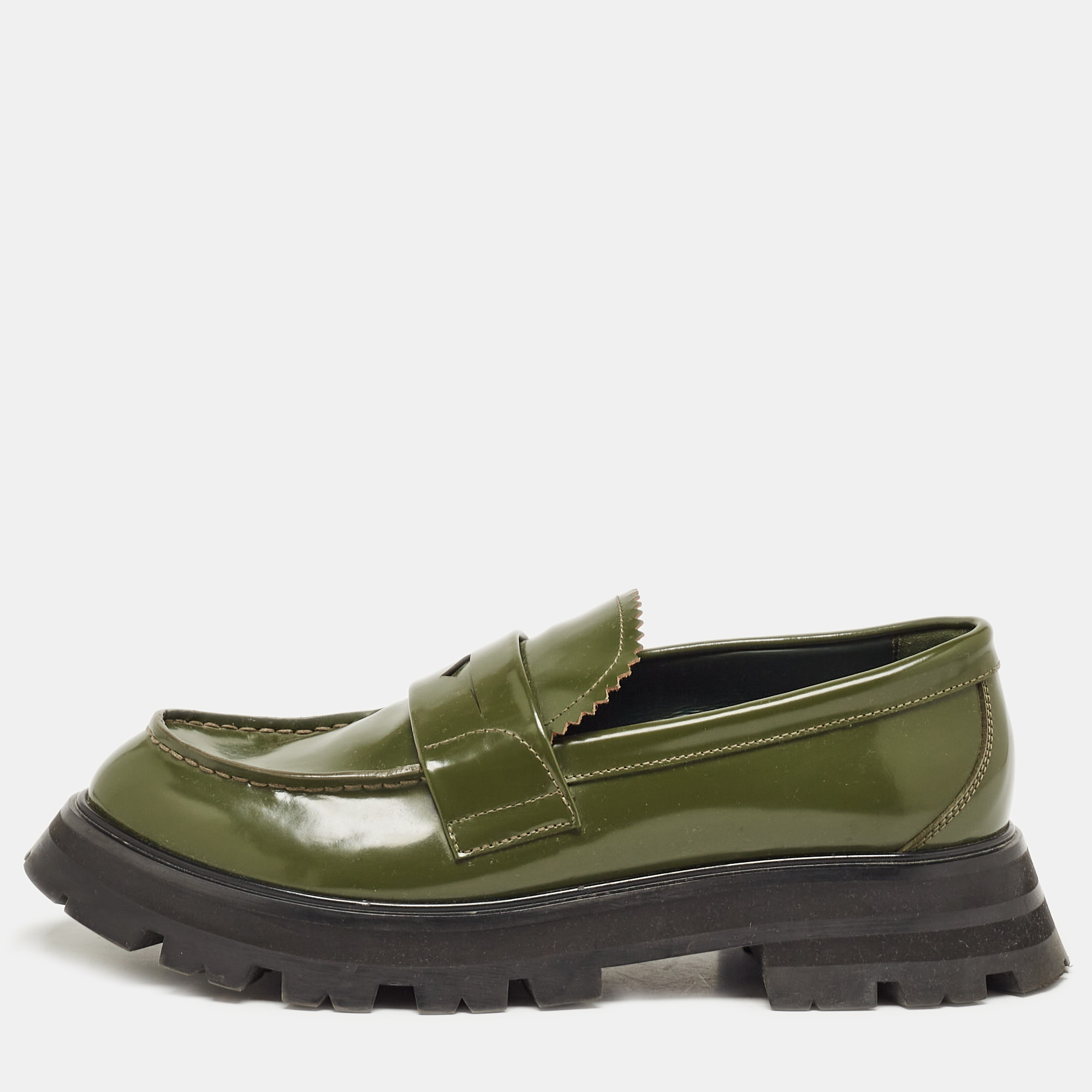 Alexander McQueen Green Leather Wander Loafers Size 39.5