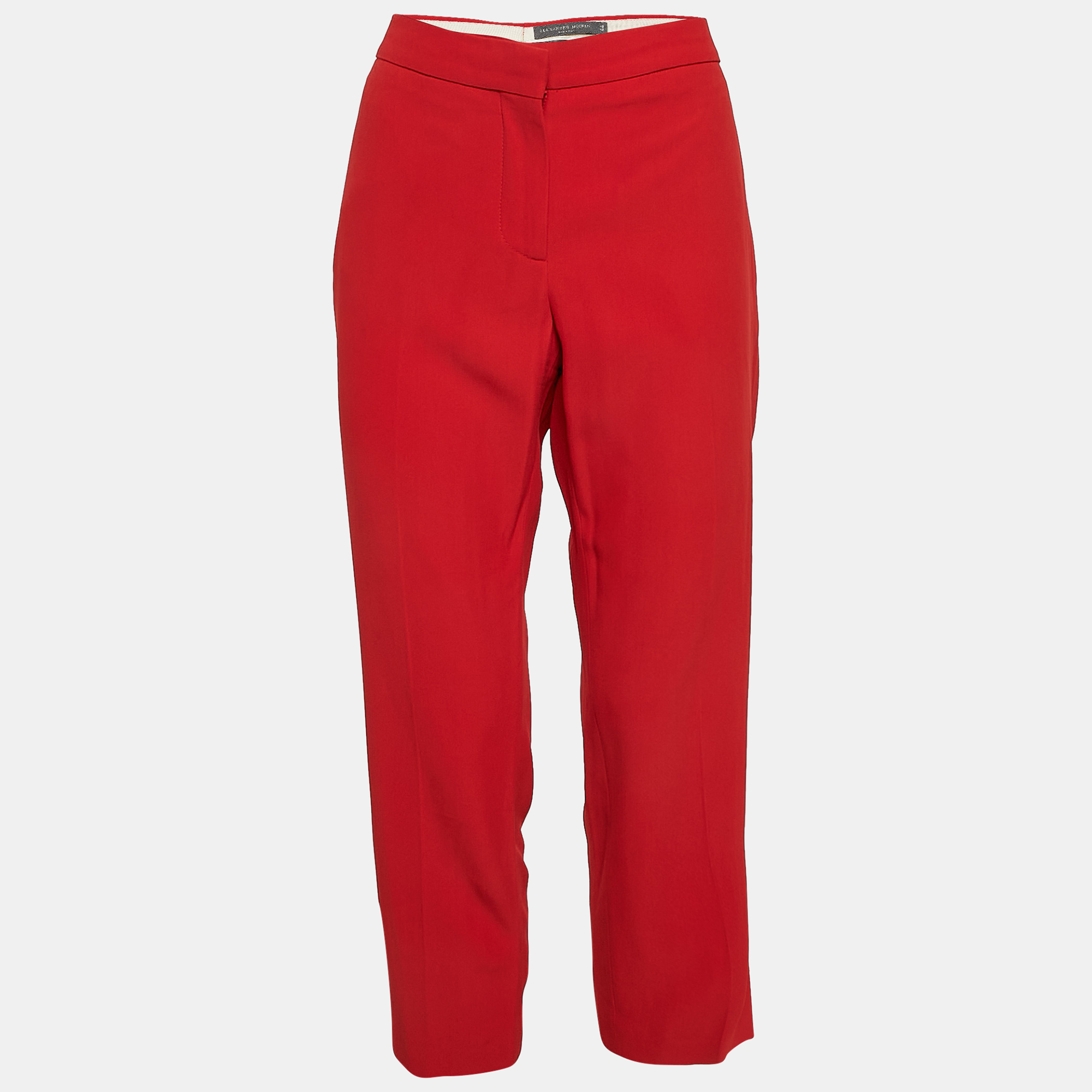 Alexander McQueen Red Crepe Tailored Trousers M