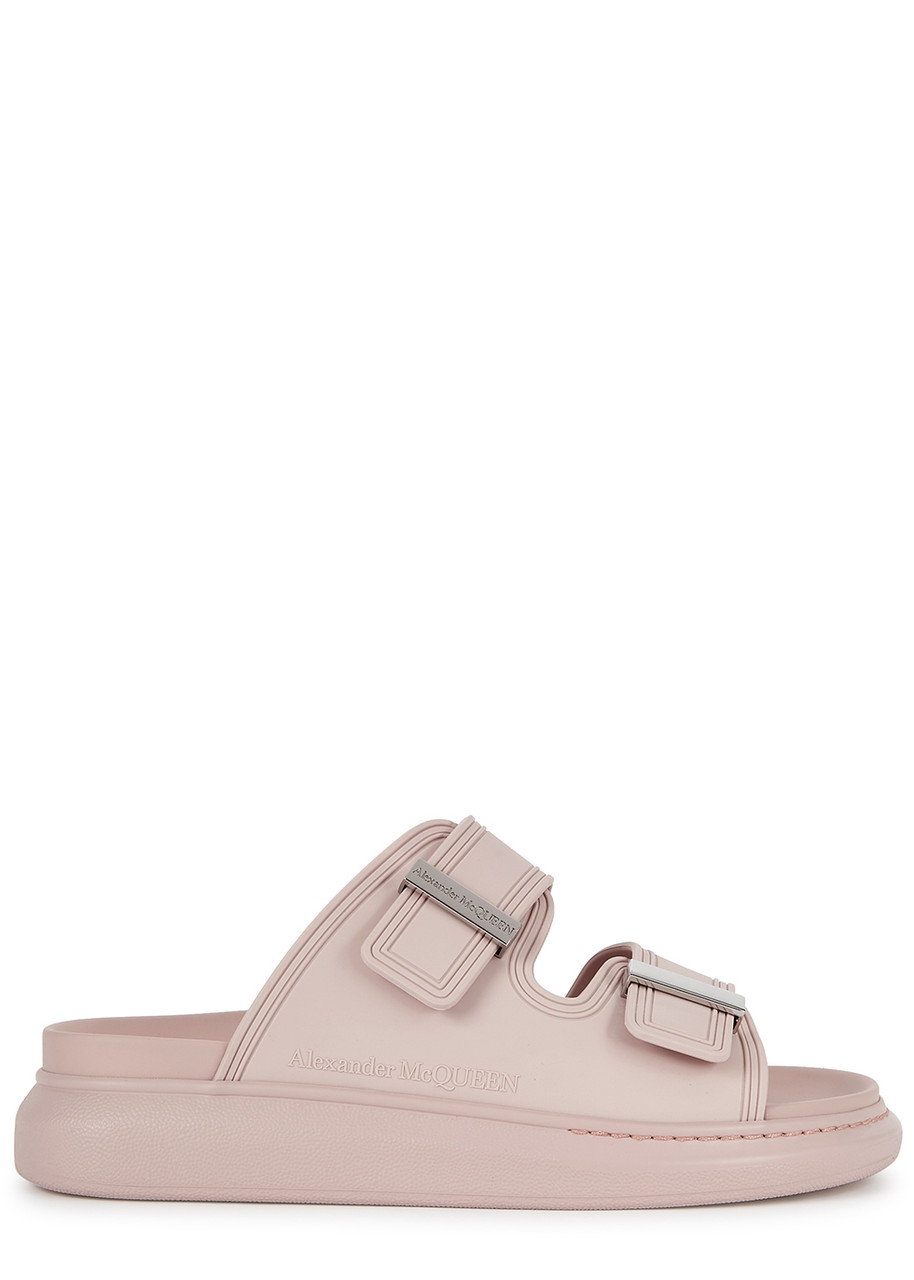 Alexander Mcqueen Black Rubber Sliders - Rose - 2